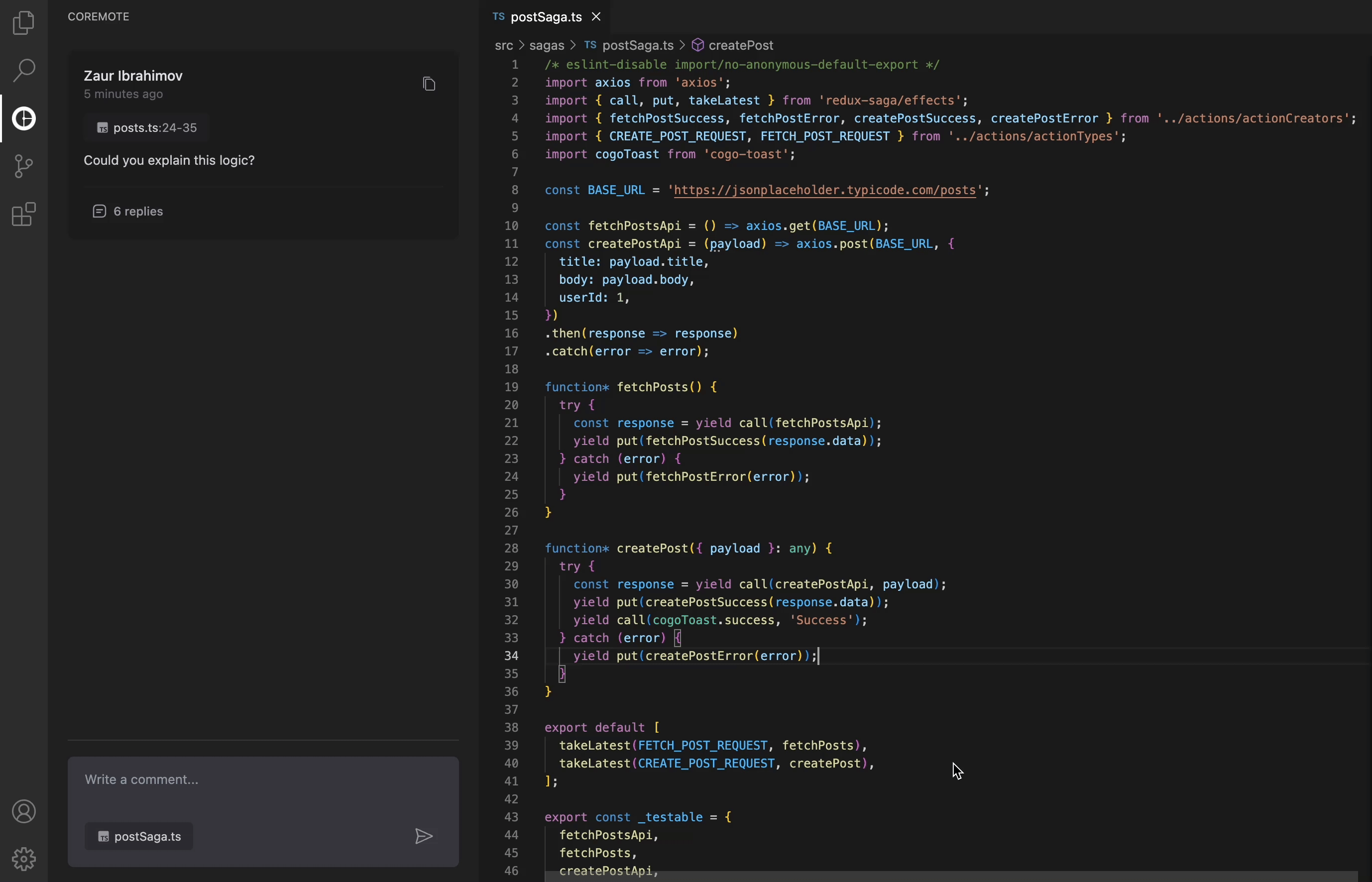Start discussions directly on specific lines of code—perfect for detailed feedback